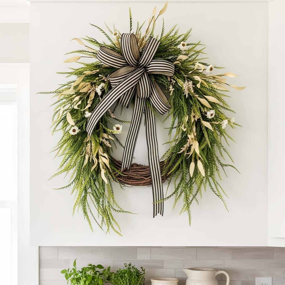 16inch Spring Artificial Willow Leaf Wreath, Faux Greenery Wreath with Bow, Perfect for Front Door Home Decor, Mantel or Wall Display, Festive Decor зелёный
16inch Spring Artificial Willow Leaf Wreath, Faux Greenery Wreath with Bow, Perfect for Front Door Home Decor, Mantel or Wall Display, Festive Decor зелёный