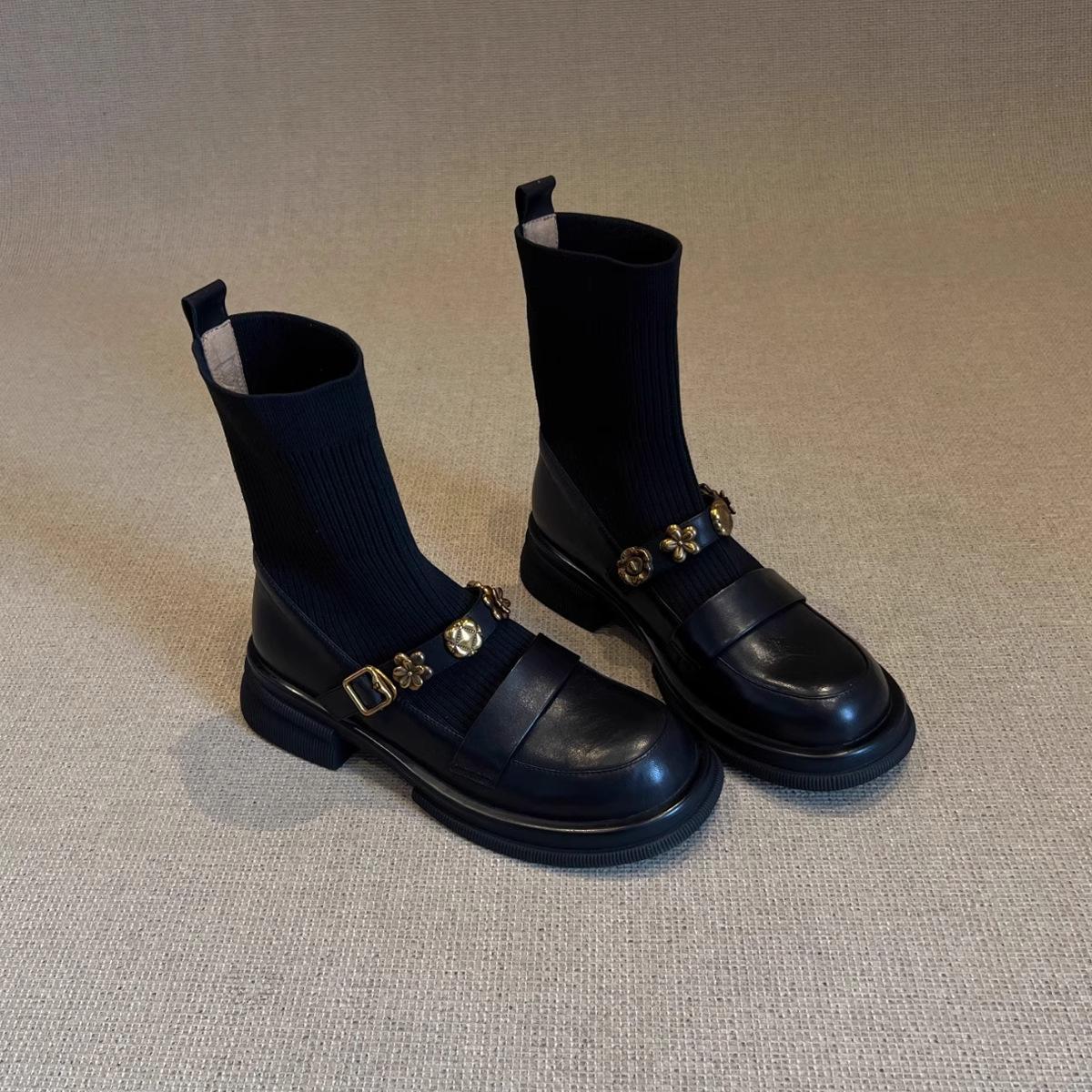 Вязаные эластичные короткие сапоги в британском стиле, женские, осенние, новые, Мэри Джейн, камелия, металлический цветок, носки, сапоги на среднем каблуке 40 чёрный
Вязаные эластичные короткие сапоги в британском стиле, женские, осенние, новые, Мэри Джейн, камелия, металлический цветок, носки, сапоги на среднем каблуке 40 чёрный