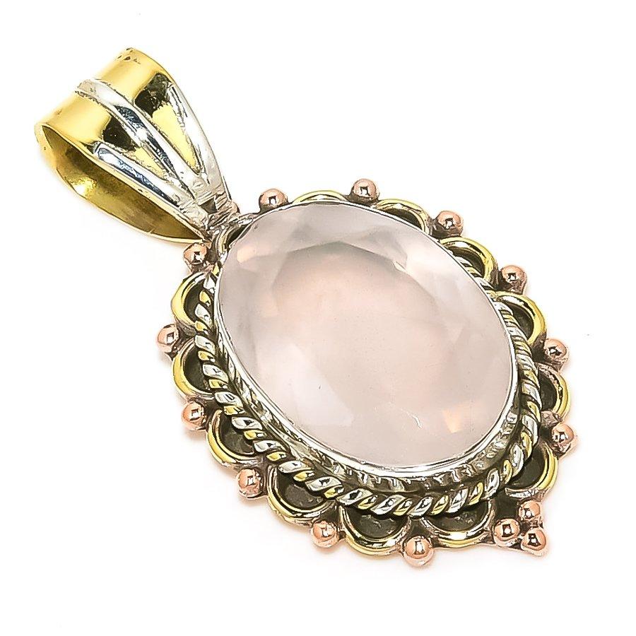 Natural Rose Quartz TwoTone 925 Solid Sterling Silver Jewelry Pendant 1.50 Y1F43
Natural Rose Quartz TwoTone 925 Solid Sterling Silver Jewelry Pendant 1.50 Y1F43