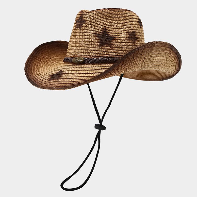 Retro Cowboy Straw Hat with Leather Band Windproof Chin Strap Lightweight Sun Protection Hat for Travel Fishing Adult (52-56CM) коричневий
Retro Cowboy Straw Hat with Leather Band Windproof Chin Strap Lightweight Sun Protection Hat for Travel Fishing Adult (52-56CM) коричневий