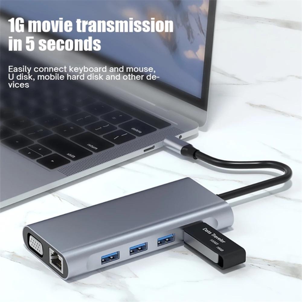 Док-станция VGA+PD Rj45 Type-c 11 в 1 11 в 1 Концентратор-расширитель Многопортовый концентратор DP Альтернативный режим
Док-станция VGA+PD Rj45 Type-c 11 в 1 11 в 1 Концентратор-расширитель Многопортовый концентратор DP Альтернативный режим