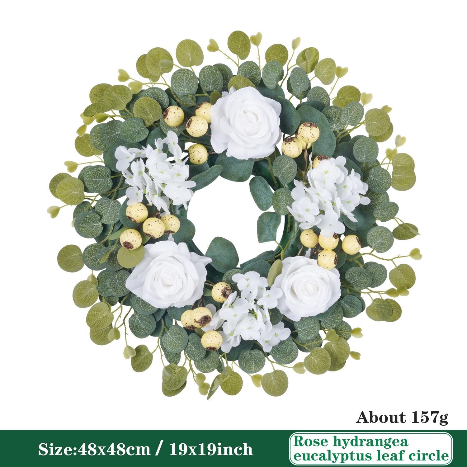 48/60cm Eucalyptus Artificial White Roses Wreath Fake Flowers Garland for Home Door Wall Wedding Garden Party Decoration 1PC
48/60cm Eucalyptus Artificial White Roses Wreath Fake Flowers Garland for Home Door Wall Wedding Garden Party Decoration 1PC