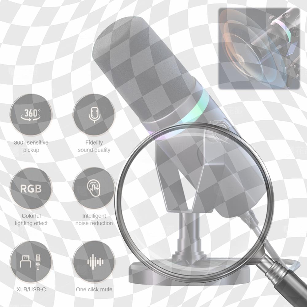 USB XLR Dynamic Computer Microphone RGB PC Computer Gaming Mic for Studio Recording Streaming Content Creation China Mainland
USB XLR Dynamic Computer Microphone RGB PC Computer Gaming Mic for Studio Recording Streaming Content Creation China Mainland