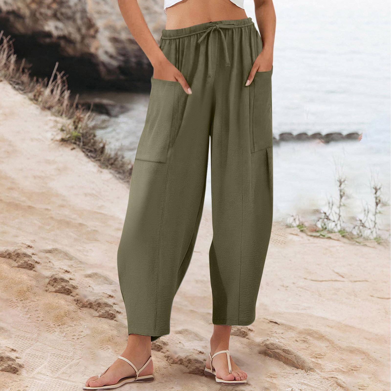 Женские летние свободные повседневные брюки с высокой талией и карманами, широкие брюки, пляжные брюки L
Женские летние свободные повседневные брюки с высокой талией и карманами, широкие брюки, пляжные брюки L