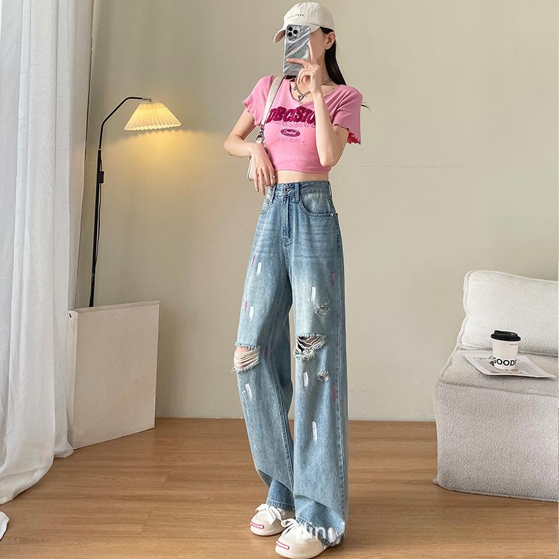 Ripped Jeans for Women In Summer Graffiti Oil Color Design Wide-leg Pants High Waist Slimming Draped Straight-leg Floor Pants XXL
Ripped Jeans for Women In Summer Graffiti Oil Color Design Wide-leg Pants High Waist Slimming Draped Straight-leg Floor Pants XXL