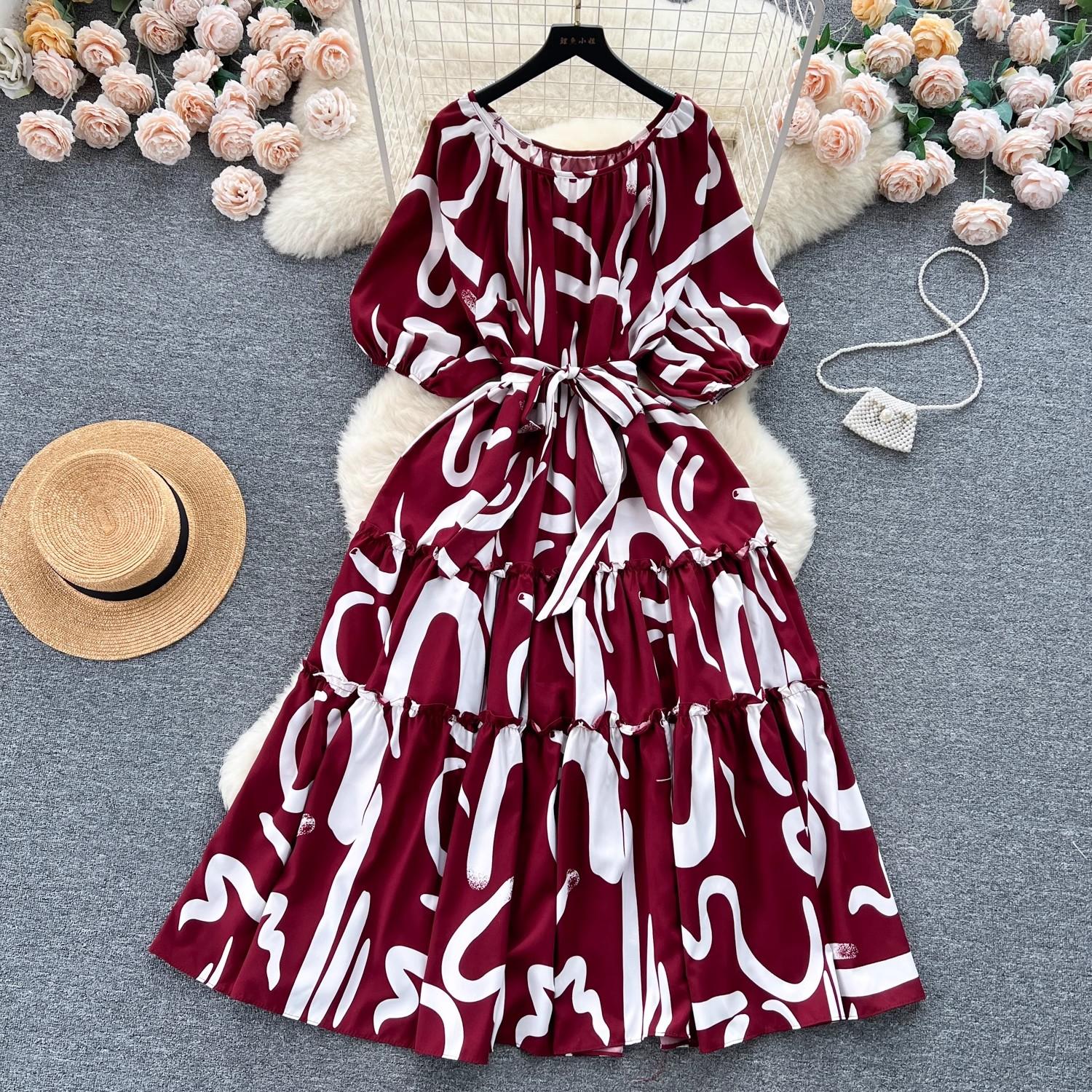 Стиль знаменитостей с короткими рукавами и принтом, длинное платье трапециевидной формы с рюшами и краями, летнее платье One Size красный
Стиль знаменитостей с короткими рукавами и принтом, длинное платье трапециевидной формы с рюшами и краями, летнее платье One Size красный