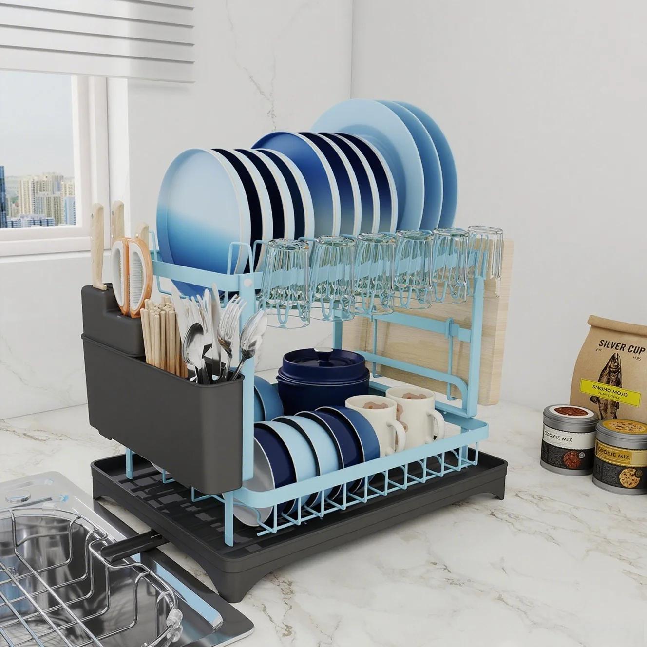 2-Tier Dish Drying Rack with Drainage Tube Countertop Space-Saving Kitchen Storage Organizer for Plates Bowls Utensils Cups 2-tier озеро синий
2-Tier Dish Drying Rack with Drainage Tube Countertop Space-Saving Kitchen Storage Organizer for Plates Bowls Utensils Cups 2-tier озеро синий