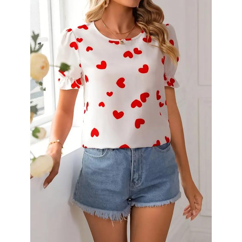 Women s Summer Round Neck Short Sleeved T-shirt with 3D Fashionable Love Heart Print Casual Top Machine Washable Suitable for Outdoor Daily Wear XS
Women s Summer Round Neck Short Sleeved T-shirt with 3D Fashionable Love Heart Print Casual Top Machine Washable Suitable for Outdoor Daily Wear XS