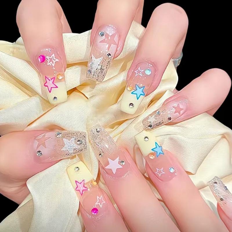 Starry Sparkle Shimmer Press-on Nails - Sweet Cool Style, T-shaped Coffin Nail Art, 24-Piece Set
Starry Sparkle Shimmer Press-on Nails - Sweet Cool Style, T-shaped Coffin Nail Art, 24-Piece Set
