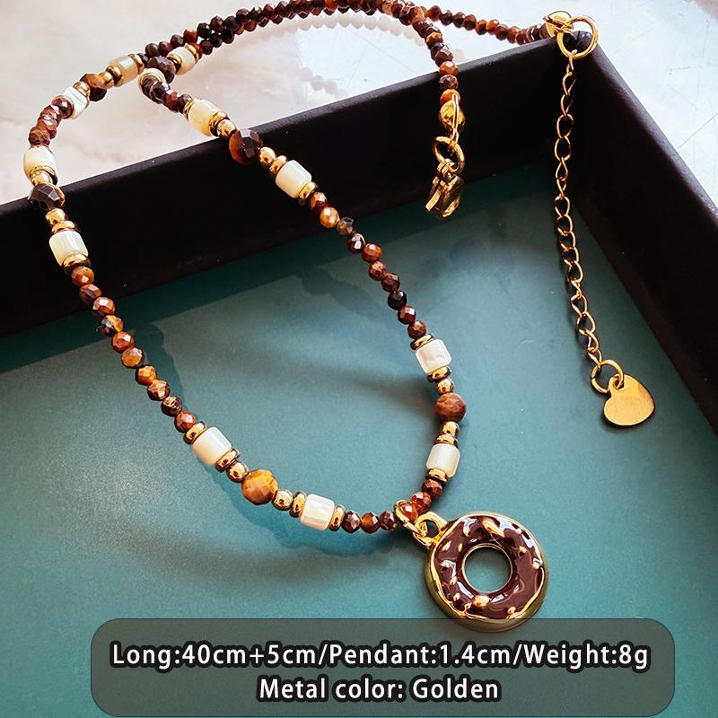 Natural Stone Beads Stainless steel Gold Color Chain Donut Shaped Pendant Necklace For Women s New Year Sweet Accessory Jewelry
Natural Stone Beads Stainless steel Gold Color Chain Donut Shaped Pendant Necklace For Women s New Year Sweet Accessory Jewelry
