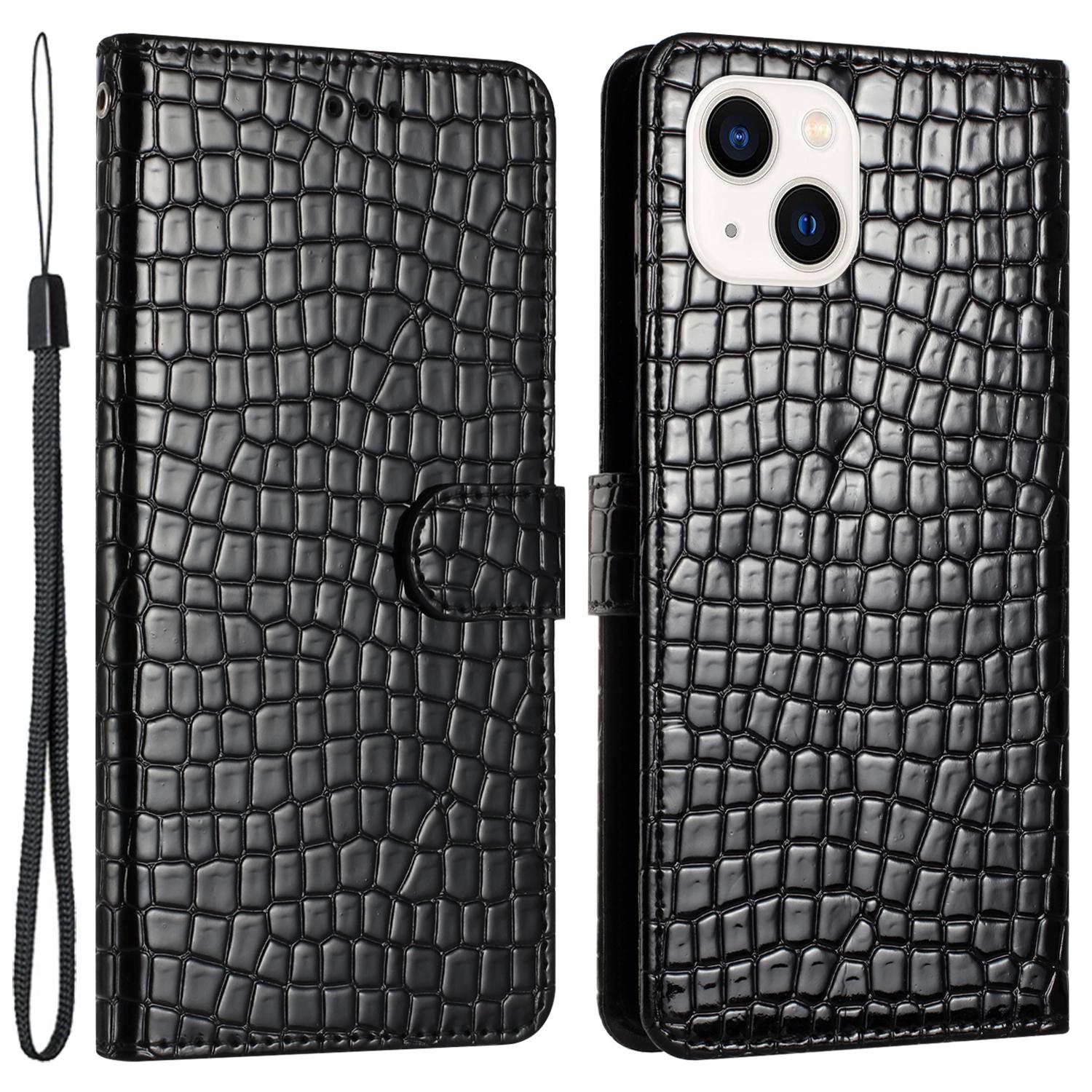 For iPhone 13 6.1 inch PU Leather+TPU Cover Crocodile Texture Stand Phone Wallet Case with Hand Strap Black
For iPhone 13 6.1 inch PU Leather+TPU Cover Crocodile Texture Stand Phone Wallet Case with Hand Strap Black