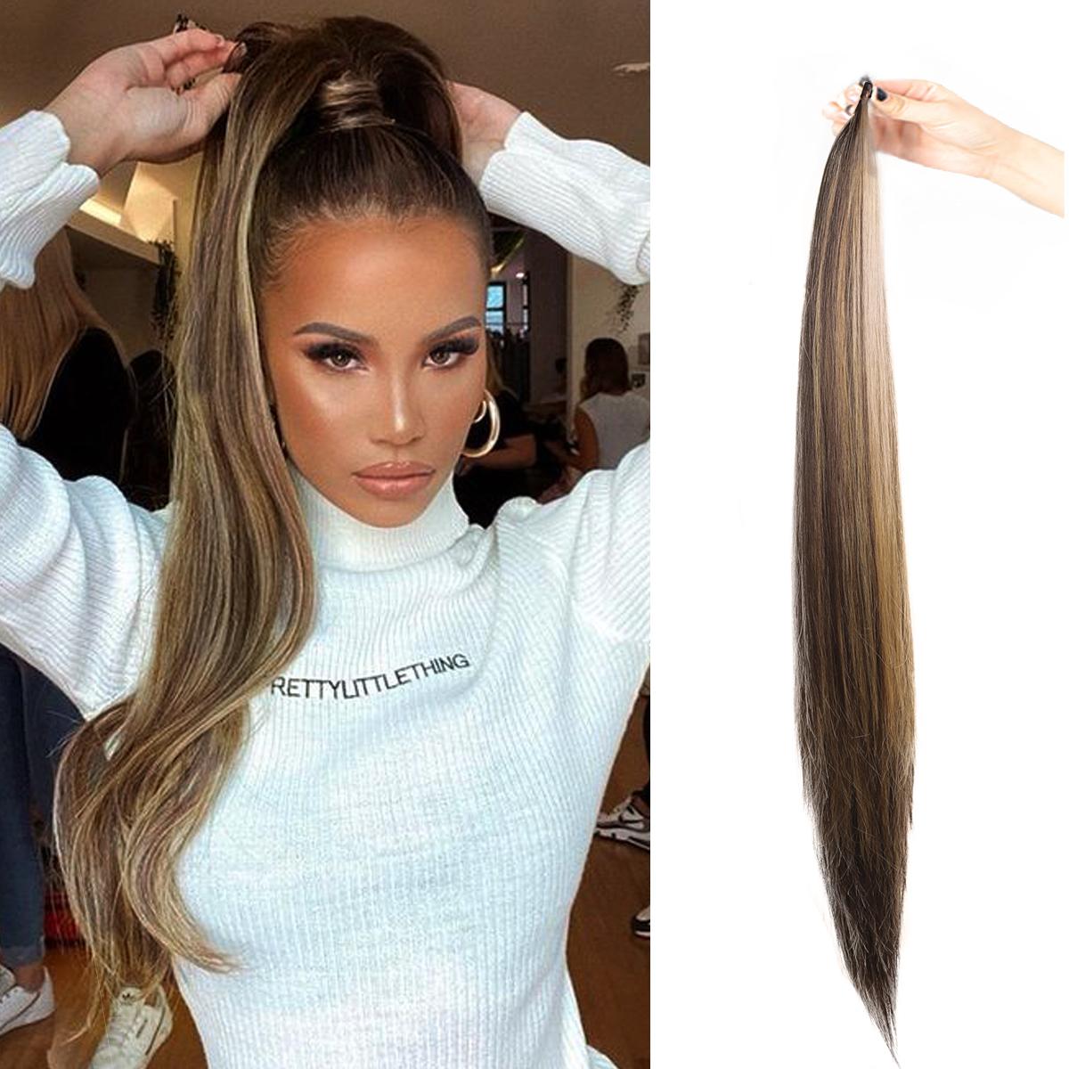 32-дюймовый синтетический гибкий обруч вокруг хвоста, длина наращивания хвоста, светлые хвостики, шиньоны для женщин, повседневного использования
32-дюймовый синтетический гибкий обруч вокруг хвоста, длина наращивания хвоста, светлые хвостики, шиньоны для женщин, повседневного использования