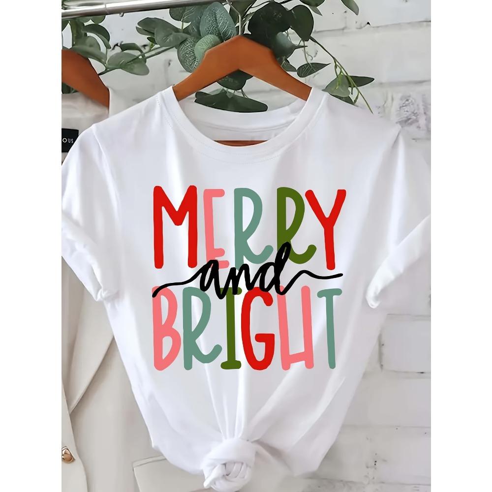 Merry And Bright Women s Tee Colorful Christmas Graphic Casual Holiday Top 3XL
Merry And Bright Women s Tee Colorful Christmas Graphic Casual Holiday Top 3XL