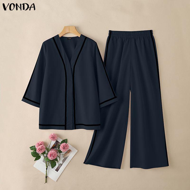 VONDA Two Piece Suit Women 3/4 Sleeve Splicing Blouse and Pants Casual Sets L Темно-синій
VONDA Two Piece Suit Women 3/4 Sleeve Splicing Blouse and Pants Casual Sets L Темно-синій
