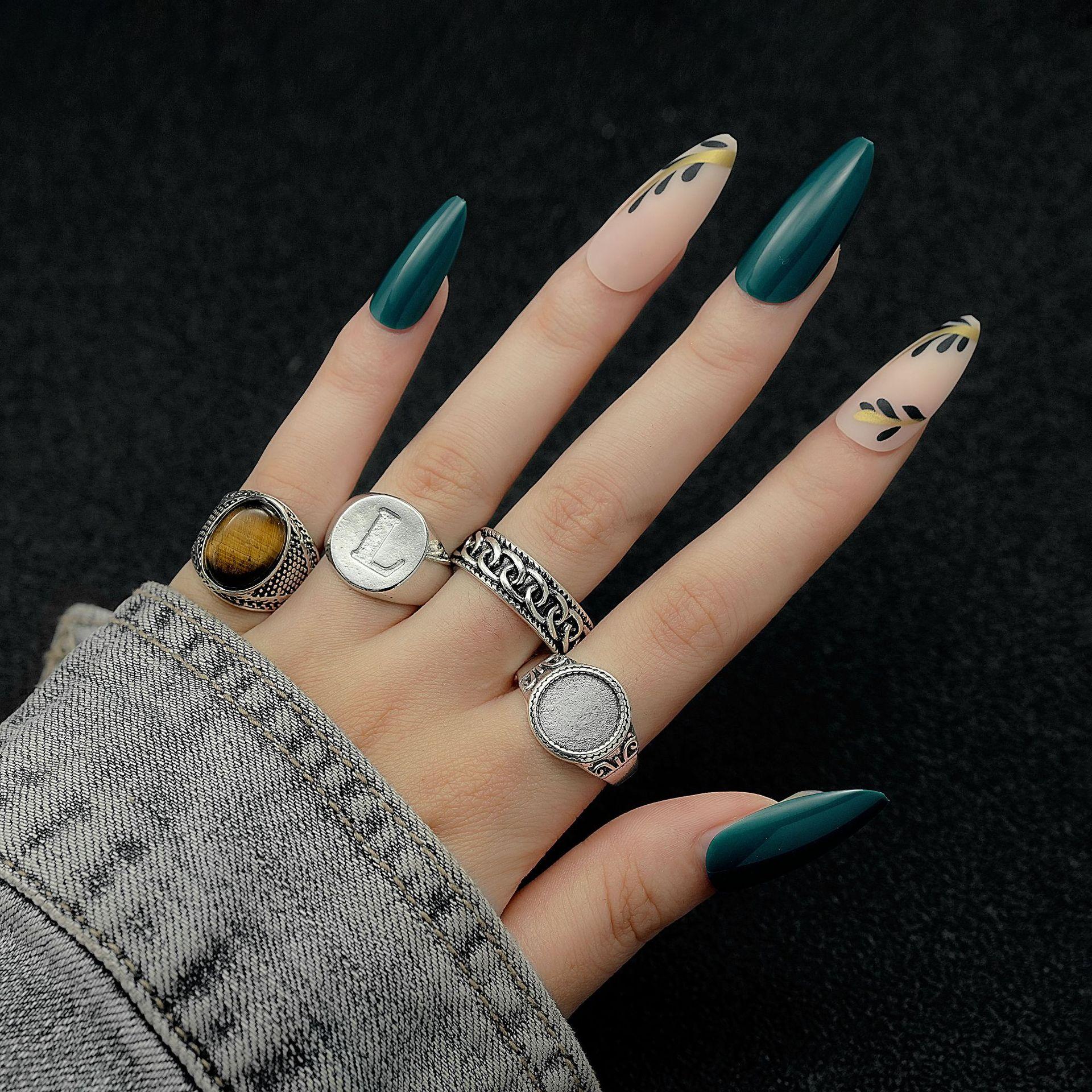 Combination Ring, Retro Personalized English Light Board Tiger Stone 4-Piece Set Large Ring.
Combination Ring, Retro Personalized English Light Board Tiger Stone 4-Piece Set Large Ring.