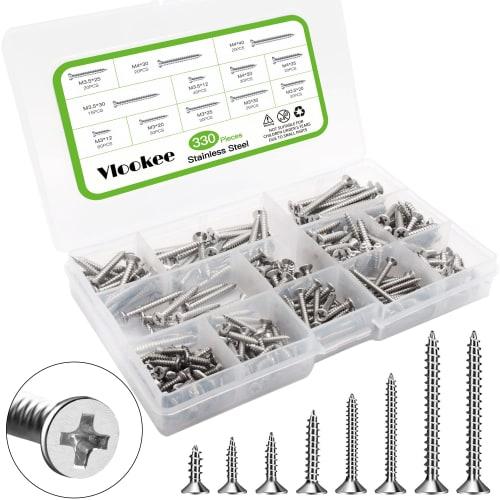 330-Piece Wood Screw Set, SUS304 Stainless Steel, Flat Head, Cross-Recessed, Self-Tapping Screws, Screw Nails, M3, M3.5, M4, General-Purpose Woodworki
330-Piece Wood Screw Set, SUS304 Stainless Steel, Flat Head, Cross-Recessed, Self-Tapping Screws, Screw Nails, M3, M3.5, M4, General-Purpose Woodworki