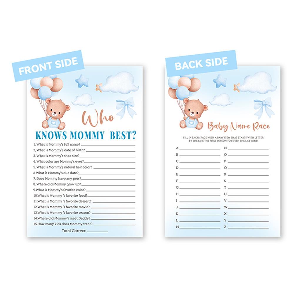 25pcs Double-Sided Baby Activity Cards, 5x7 Inch Blue Bear Design Infant Game Set for Shower Gift & Playtime
25pcs Double-Sided Baby Activity Cards, 5x7 Inch Blue Bear Design Infant Game Set for Shower Gift & Playtime
