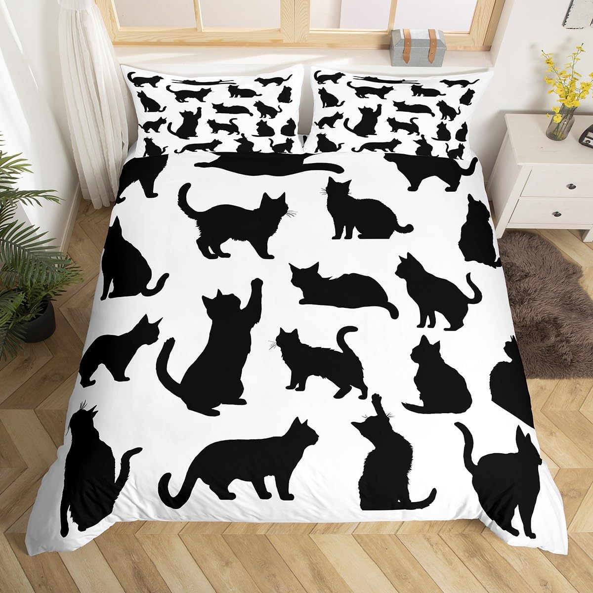 Cats Duvet Cover Set Twin For Girls Chic Cute Cat Pattern Bedding Set Digital Print 3D Cat Comforter Cover EU Single(135*200cm)3pcs
Cats Duvet Cover Set Twin For Girls Chic Cute Cat Pattern Bedding Set Digital Print 3D Cat Comforter Cover EU Single(135*200cm)3pcs