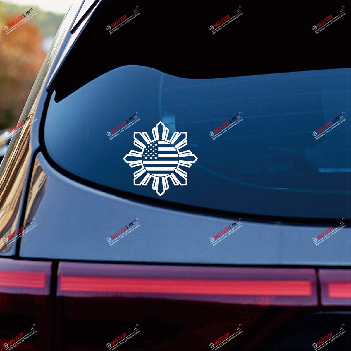2X White 4 Philippines American USA Flag Sun Star Filipino Decal Sticker Car Vinyl no bkgrd
2X White 4 Philippines American USA Flag Sun Star Filipino Decal Sticker Car Vinyl no bkgrd