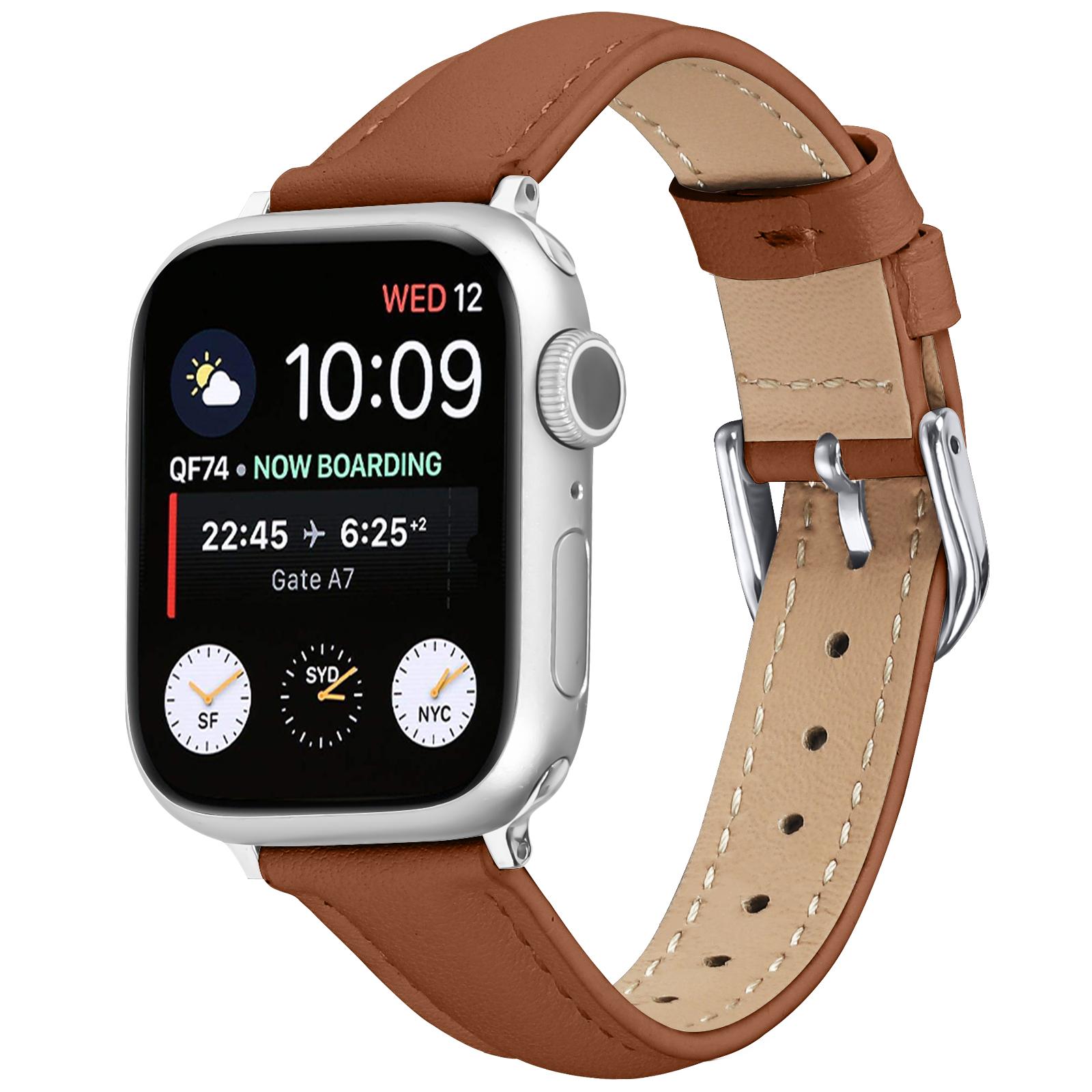 Watch Band For Apple Watch Series 10 9 8 7 SE 6 5 4 3 2 1 42mm 41mm 40mm 38mm Slim Genuine Cow Leather Strap with Silver Buckle Brown
Watch Band For Apple Watch Series 10 9 8 7 SE 6 5 4 3 2 1 42mm 41mm 40mm 38mm Slim Genuine Cow Leather Strap with Silver Buckle Brown
