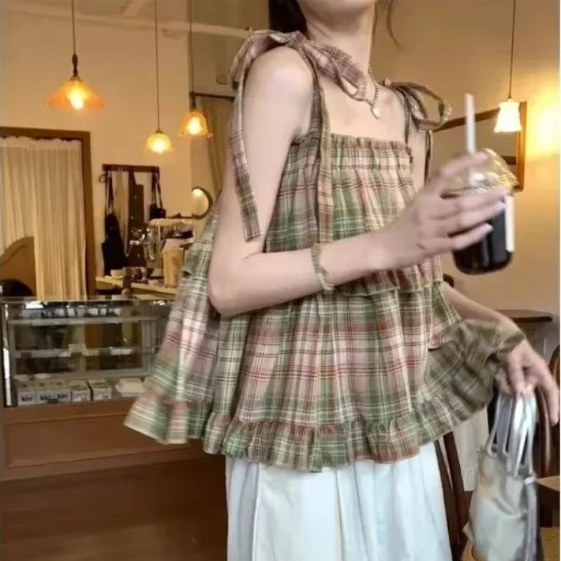 Y2K Summer Crop Top Women Vintage Lace Up Plaid Strap Sleeveless Tank Tops Japan Green Casual Streetwear XL зелений
Y2K Summer Crop Top Women Vintage Lace Up Plaid Strap Sleeveless Tank Tops Japan Green Casual Streetwear XL зелений