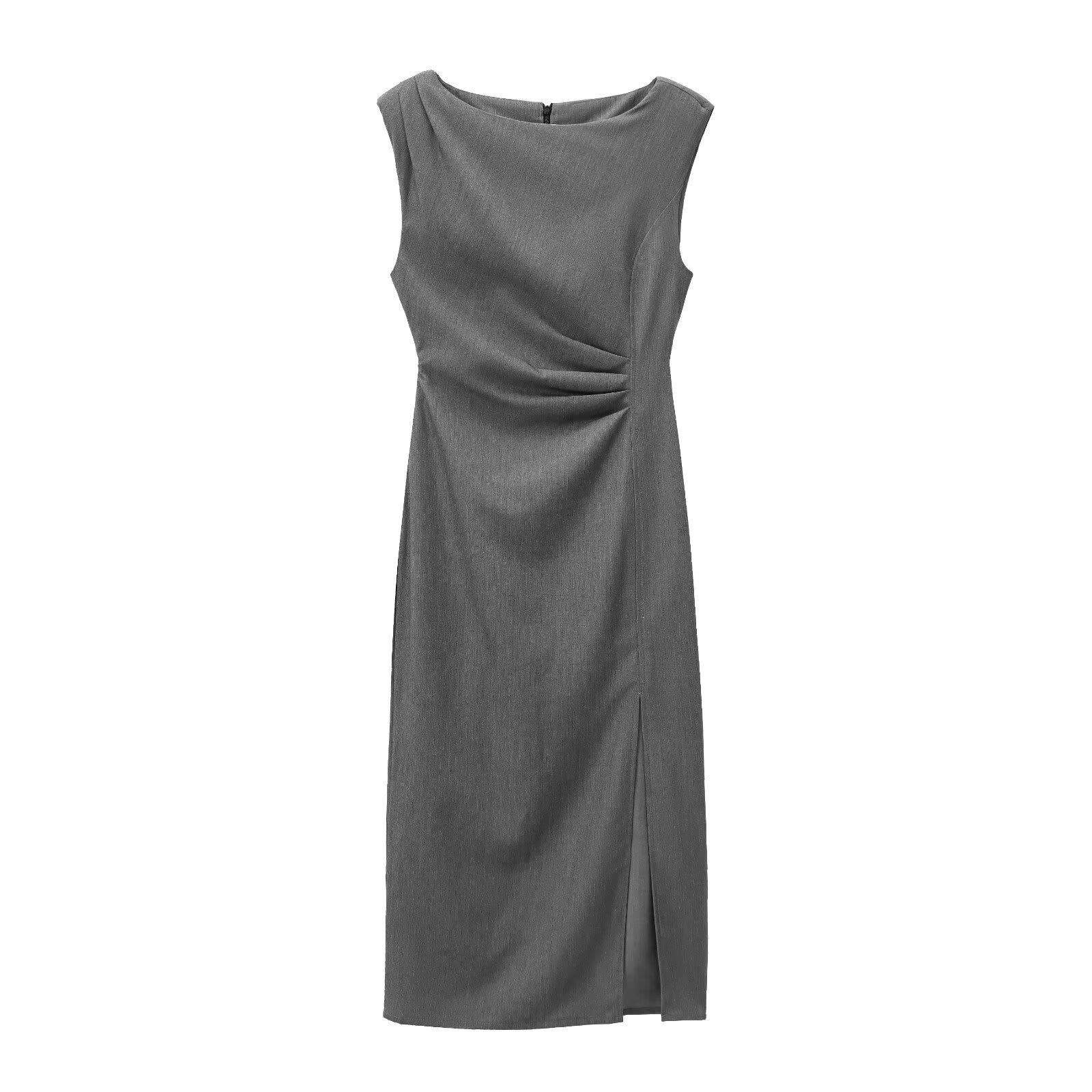 2025 Spring/Autumn Women s Sleeveless Round Neck Midi Dress with Waist Pleats S сірий колір
2025 Spring/Autumn Women s Sleeveless Round Neck Midi Dress with Waist Pleats S сірий колір