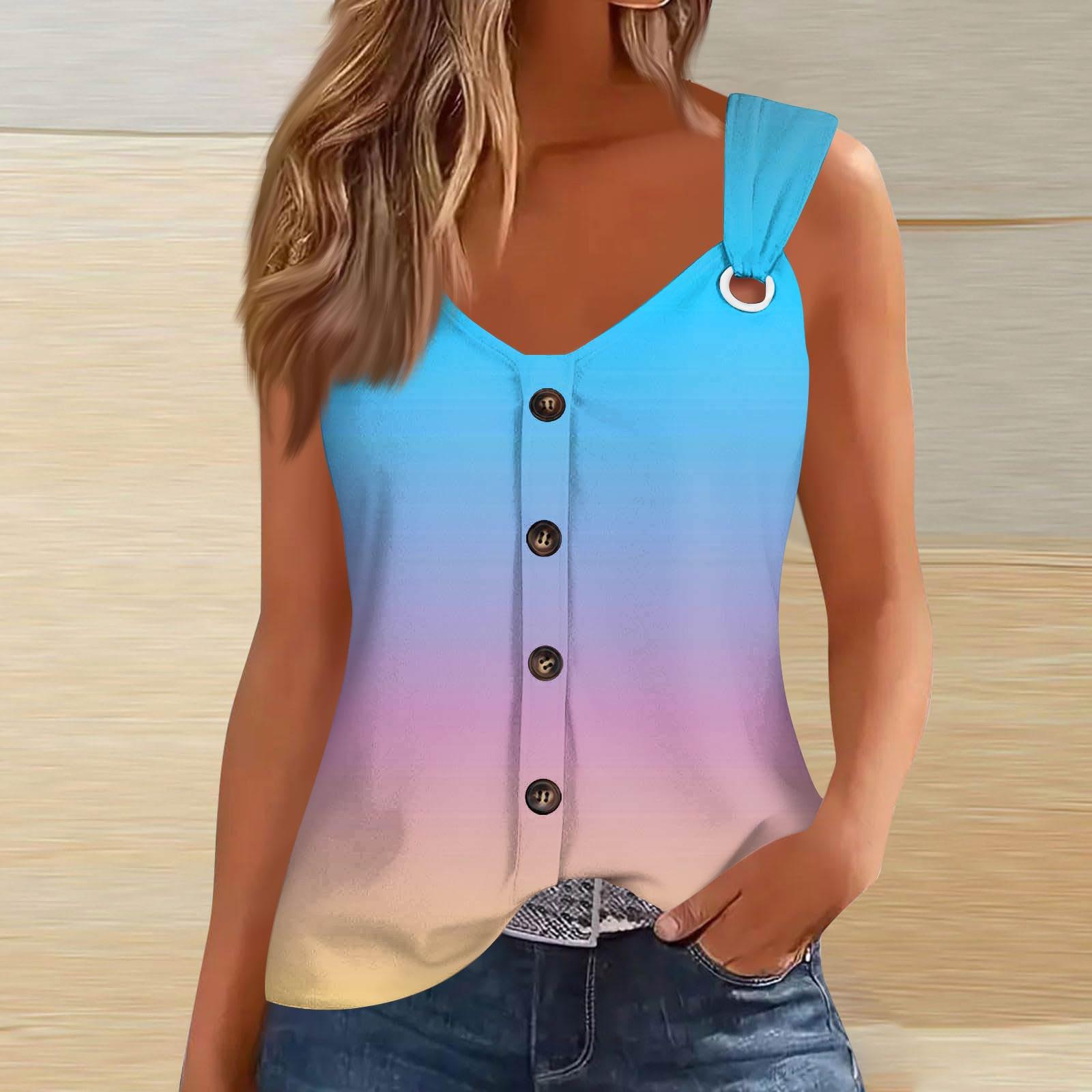 Women s Fashion Casual Loose Sleeveless Buttoned V-Neck Printed T-Shirt Top S
Women s Fashion Casual Loose Sleeveless Buttoned V-Neck Printed T-Shirt Top S