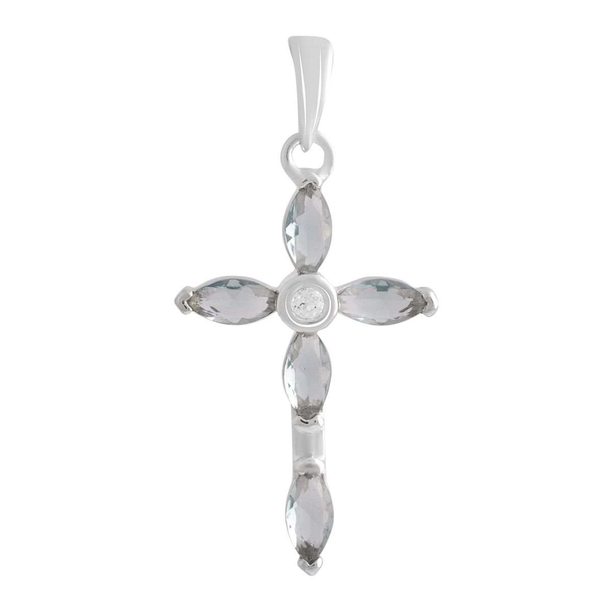 Срібна каблучка з топазом і фіанітами. (2140993) синій
Срібна каблучка з топазом і фіанітами. (2140993) синій