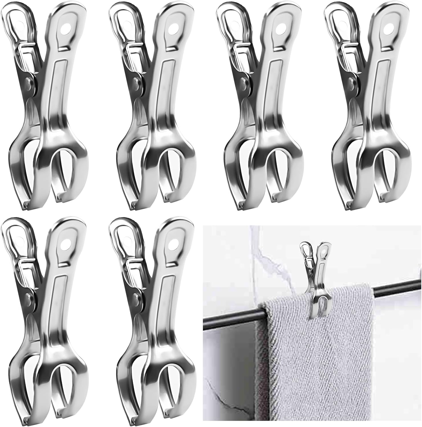 Набор из 6 зажимов для кухонных полотенец - Сверхпрочные зажимы для полотенец из нержавеющей стали, Идеально подходят для кухни, ручки духовки, вешалки для полотенец в ванной
Набор из 6 зажимов для кухонных полотенец - Сверхпрочные зажимы для полотенец из нержавеющей стали, Идеально подходят для кухни, ручки духовки, вешалки для полотенец в ванной