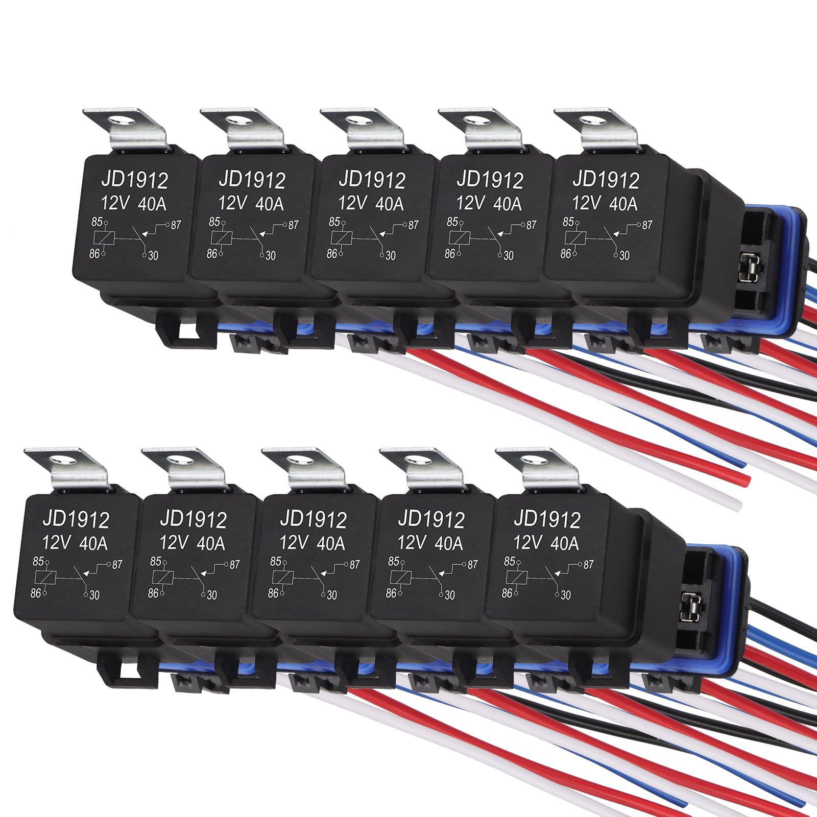 Weasch Waterproof Relay Kit 10 Pieces 12V 40A 4 Pin SPST Heavy Duty 14AWG Tinned Copper Wire Automotive Relay and Harness Set for Automotive Marine
Weasch Waterproof Relay Kit 10 Pieces 12V 40A 4 Pin SPST Heavy Duty 14AWG Tinned Copper Wire Automotive Relay and Harness Set for Automotive Marine