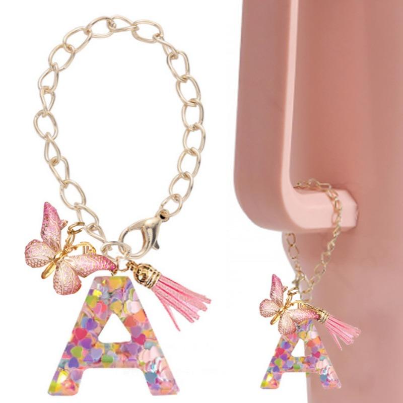 Butterfly Fringe Pink Resin Cup Chain Stanley Cup Chain 26-Letter Heart Pendant Retro Durable Bag Keychain Practical Backpack Accessory Z
Butterfly Fringe Pink Resin Cup Chain Stanley Cup Chain 26-Letter Heart Pendant Retro Durable Bag Keychain Practical Backpack Accessory Z
