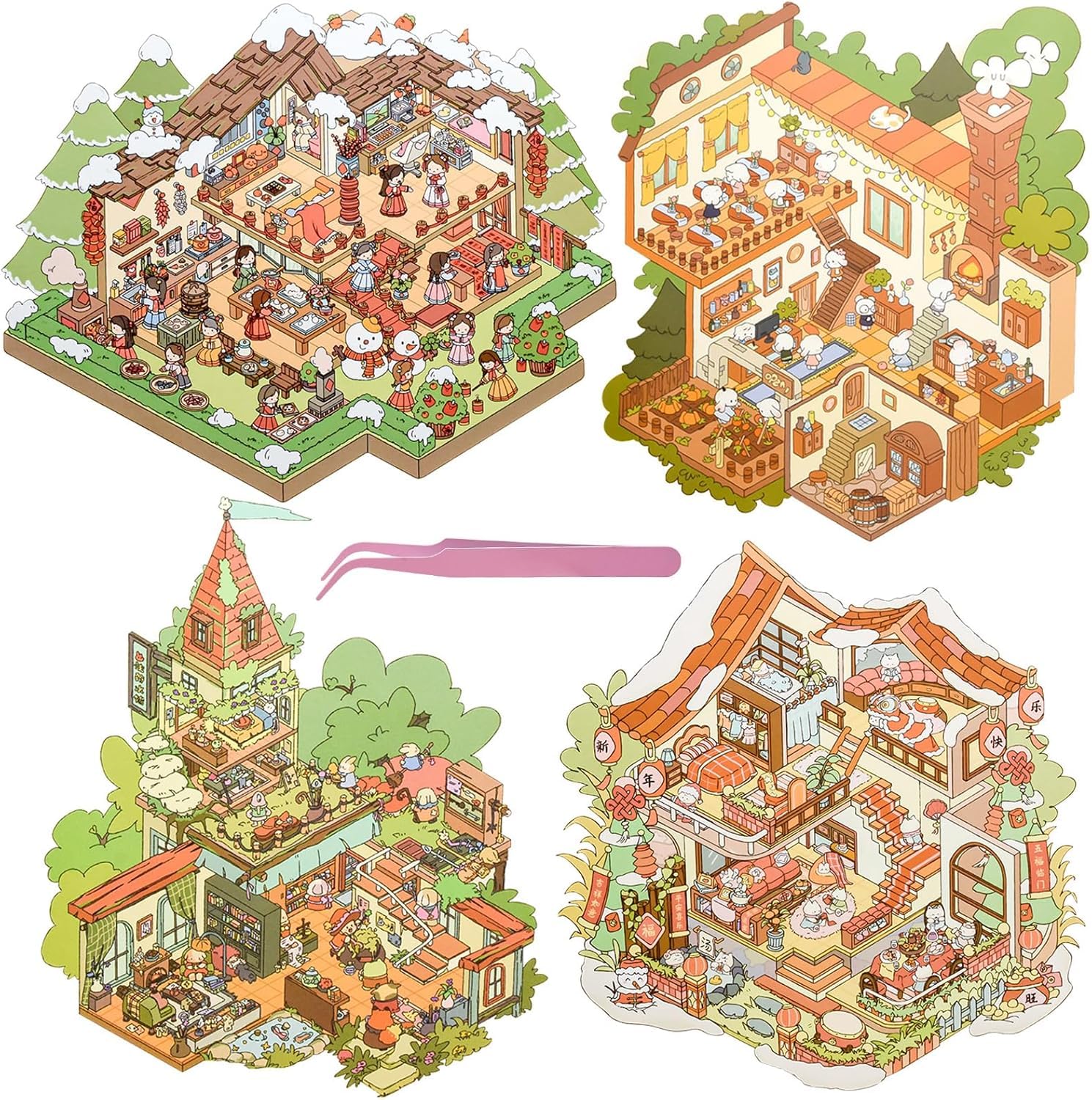 Set of 4 Large 3D Miniature Scene Stickers with DIY House Scene Stickers for and Girls Tweezers, Kids, Adults, (Style 4)
Set of 4 Large 3D Miniature Scene Stickers with DIY House Scene Stickers for and Girls Tweezers, Kids, Adults, (Style 4)