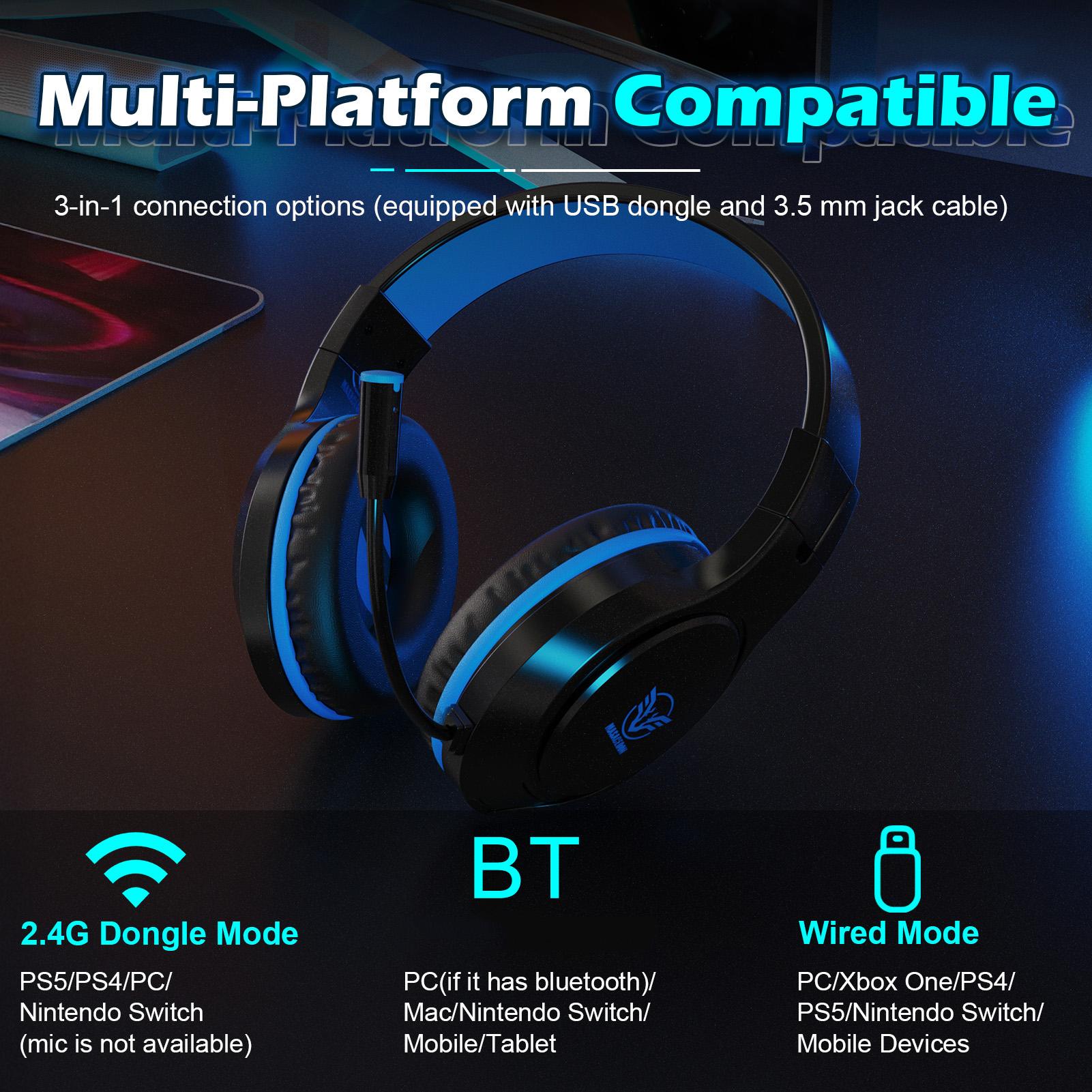MASACEGON H10 Wireless Headset Bluetooth-Compatible 2.4G Gaming Headphones with Mic for PC/PS4/Xbox/Nintendo Switch A
MASACEGON H10 Wireless Headset Bluetooth-Compatible 2.4G Gaming Headphones with Mic for PC/PS4/Xbox/Nintendo Switch A