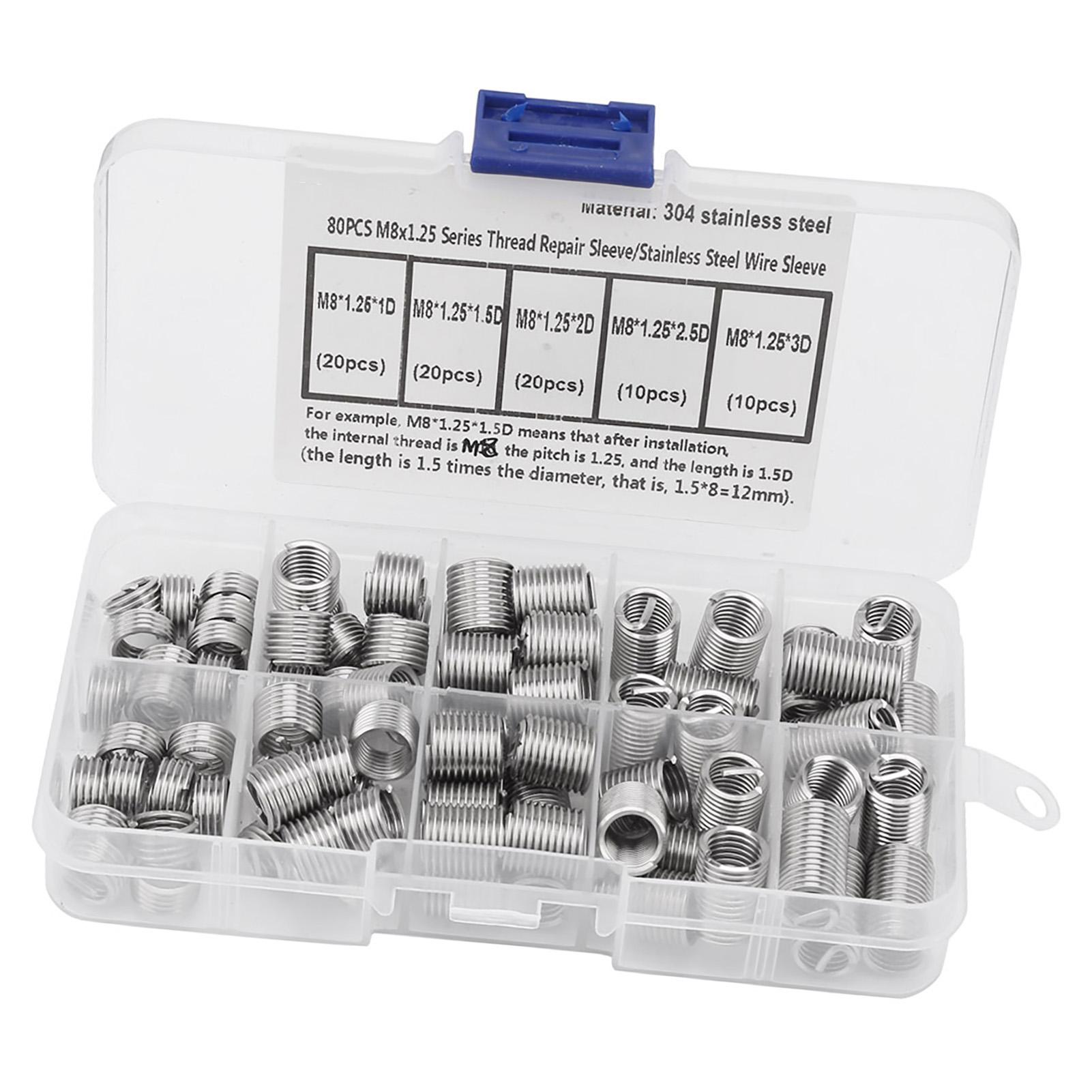 80 шт. M8*1.25 Набор спиральных проволочных резьбовых вставок из нержавеющей стали
80 шт. M8*1.25 Набор спиральных проволочных резьбовых вставок из нержавеющей стали