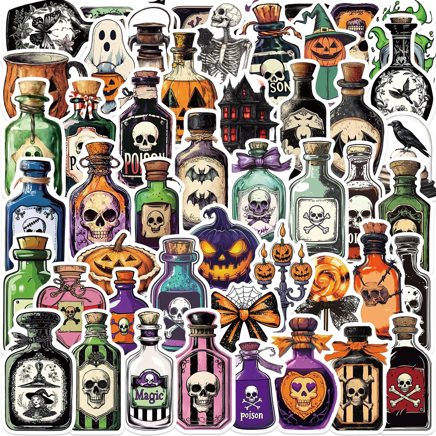 50PCS Halloween Potion Bottle Stickers Waterproof Holiday Decor for Mugs Phones Luggage Graffiti Art DIY
50PCS Halloween Potion Bottle Stickers Waterproof Holiday Decor for Mugs Phones Luggage Graffiti Art DIY