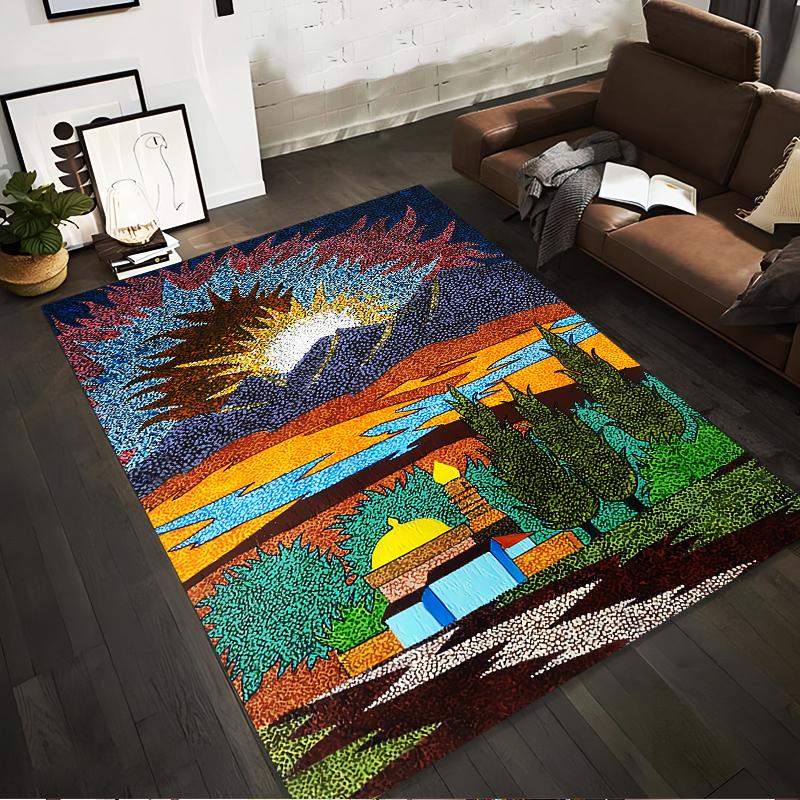 Colorful Landscape Carpet with Sunset, Trees, Mountain, and Building Suitable for use as an anti-slip for living room bedroom sofas 40x60cm( 15x23in )
Colorful Landscape Carpet with Sunset, Trees, Mountain, and Building Suitable for use as an anti-slip for living room bedroom sofas 40x60cm( 15x23in )