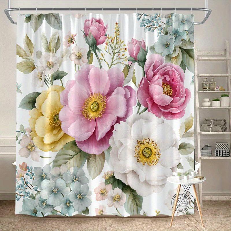 1Pc Rose And Light Blue Floral Pattern Shower Curtain, Polyester Fabric, Machine Washable, Suitable For Bathroom Decoration W60H190(CM)-1 Pcs
1Pc Rose And Light Blue Floral Pattern Shower Curtain, Polyester Fabric, Machine Washable, Suitable For Bathroom Decoration W60H190(CM)-1 Pcs