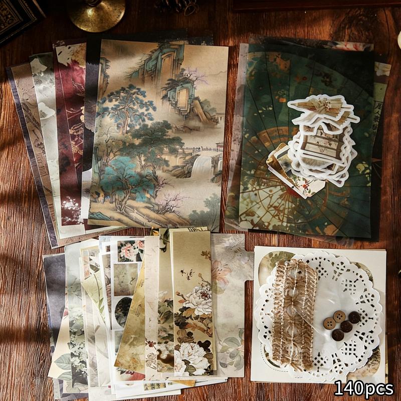 Vintage Scrapbook Stickers Set 140 Sheets Mixed Paper Material, Handmade Journal Supplies Perfect DIY Crafts and Bullet Journals
Vintage Scrapbook Stickers Set 140 Sheets Mixed Paper Material, Handmade Journal Supplies Perfect DIY Crafts and Bullet Journals
