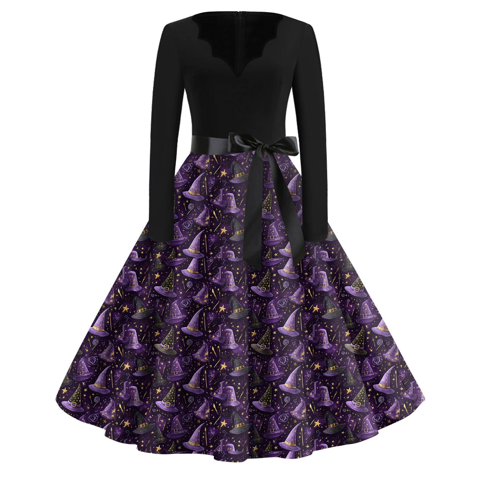 Женская мода с v-образным вырезом, повседневные тонкие платья с длинными рукавами и принтом на Хэллоуин S
Женская мода с v-образным вырезом, повседневные тонкие платья с длинными рукавами и принтом на Хэллоуин S