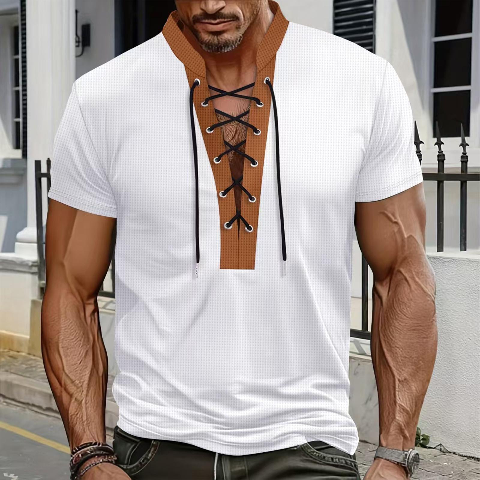 Men S Casual Patchwork Rope Round Neck Short Sleeved T-Shirt XL білий
Men S Casual Patchwork Rope Round Neck Short Sleeved T-Shirt XL білий