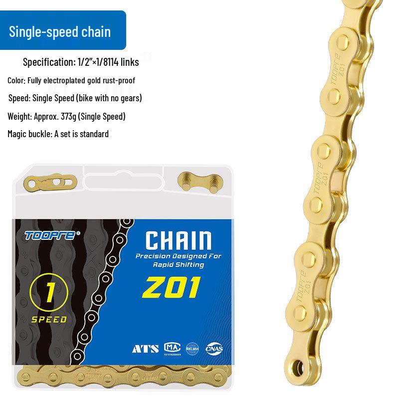 TOOPRE Gold Mountain Bike Chain, 8-11 Speed, Rust-proof & Fully Electroplated Gold - Boxed
TOOPRE Gold Mountain Bike Chain, 8-11 Speed, Rust-proof & Fully Electroplated Gold - Boxed