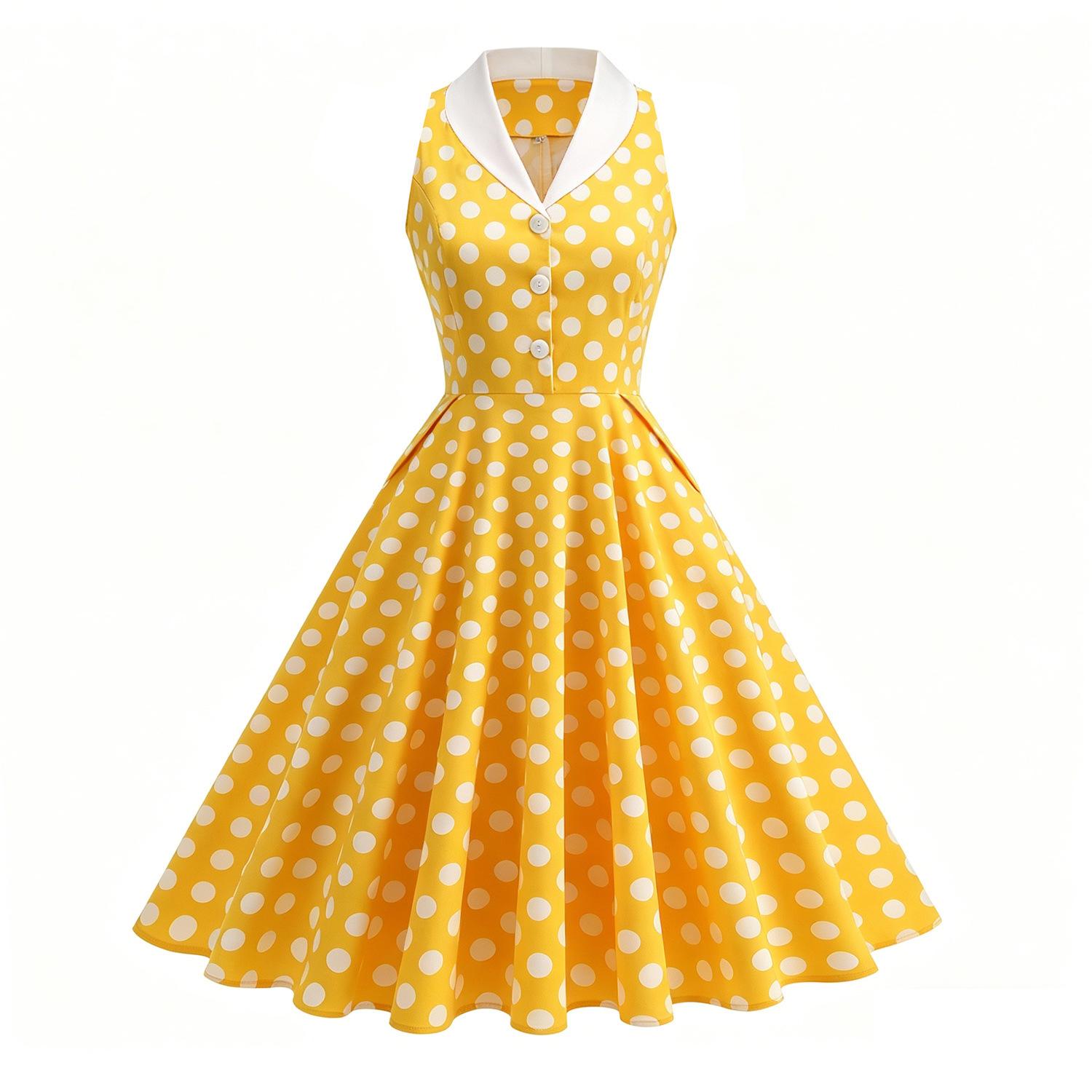 Retro summer outing: waist-cinching lightweight dress; annual gala performance outfit; full-skirted polka dot dress for women S
Retro summer outing: waist-cinching lightweight dress; annual gala performance outfit; full-skirted polka dot dress for women S