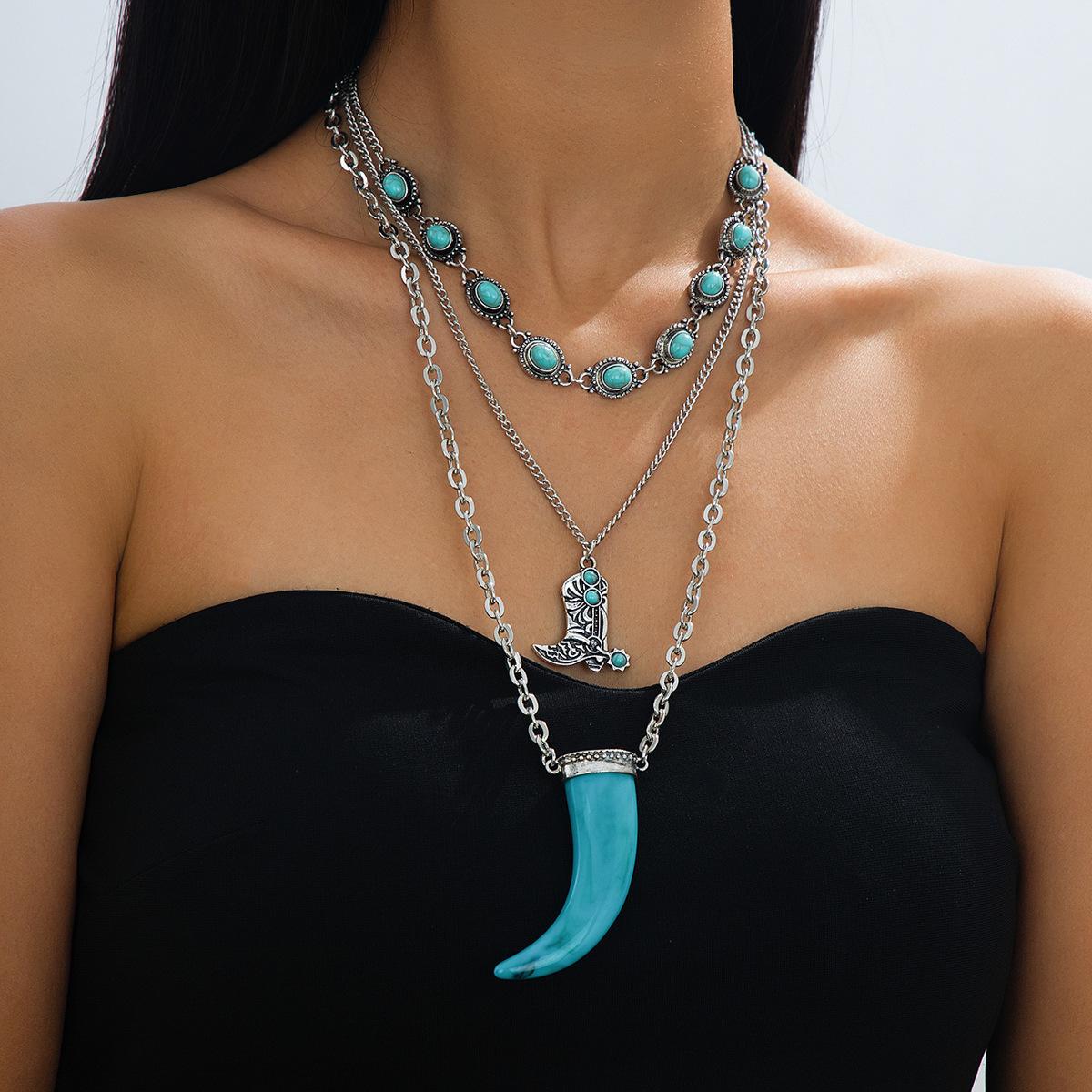 Винтажное западное ковбойское ожерелье с подвеской в виде рога, с геометрическим дизайном и имитацией бирюзы синий
Винтажное западное ковбойское ожерелье с подвеской в виде рога, с геометрическим дизайном и имитацией бирюзы синий