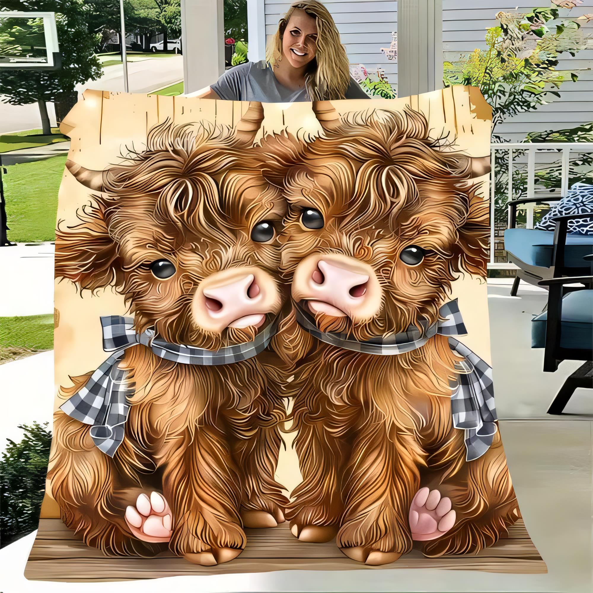 Adorable Highland Cow Calves Plush Blanket Soft Cozy Throw for Home Decor Perfect for Outdoor Patios Gift Idea for Animal Lovers 75cmx90cm
Adorable Highland Cow Calves Plush Blanket Soft Cozy Throw for Home Decor Perfect for Outdoor Patios Gift Idea for Animal Lovers 75cmx90cm