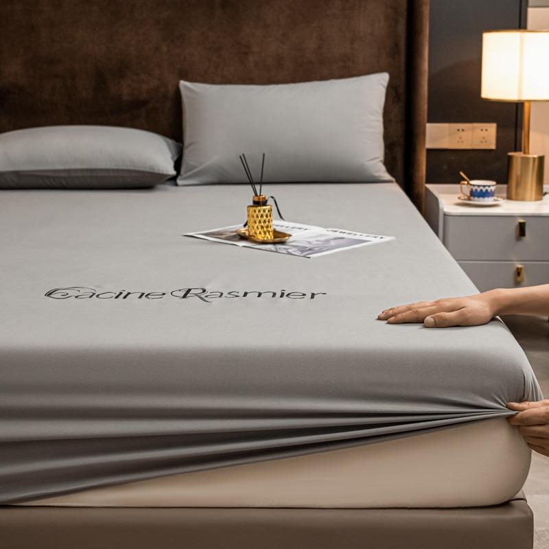 внешняя торговля стираный хлопок матрас цельный хлопок однотонный наматрасник защитный чехол производитель трехкомпонентного наматрасника pillowcase pair 48 * 74cm светло-серый