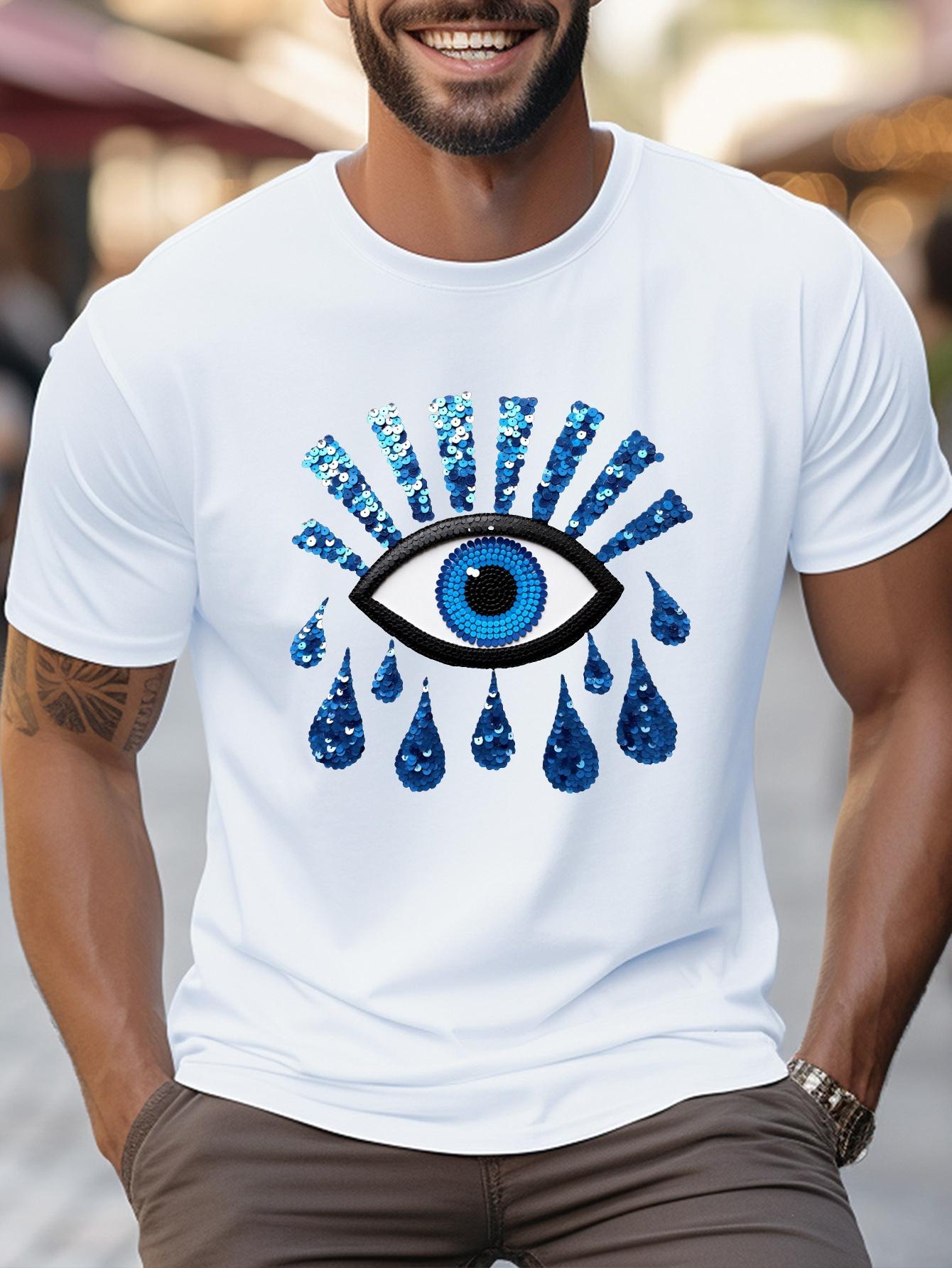 Men s Cotton T-Shirt with Sequin-Studded Eye Graphic Print - Micro-Stretch Knit Fabric S
Men s Cotton T-Shirt with Sequin-Studded Eye Graphic Print - Micro-Stretch Knit Fabric S