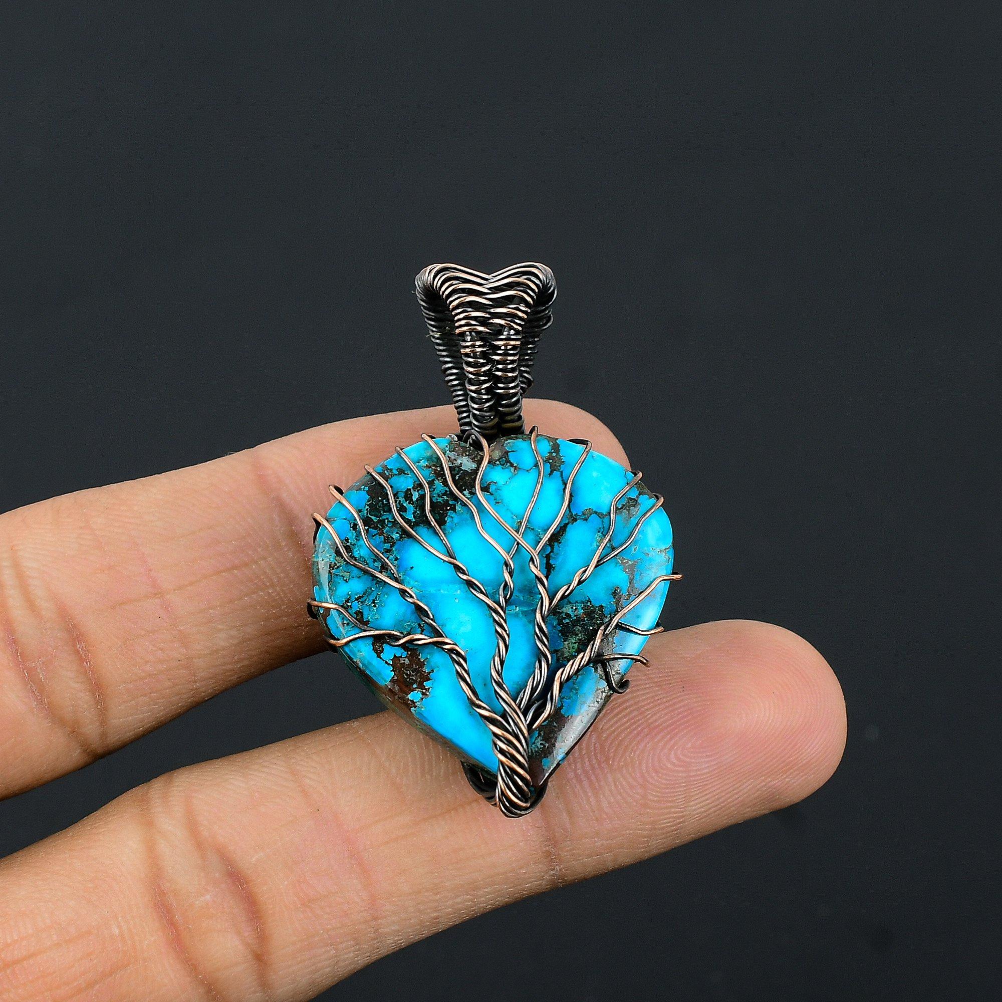 Tree Of Life Tibetan Turquoise Pendant, 999 Copper Wire Wrapped Gemstone Jewelry, Handmade Pendant, For Thanksgiving 2.55 Inches
Tree Of Life Tibetan Turquoise Pendant, 999 Copper Wire Wrapped Gemstone Jewelry, Handmade Pendant, For Thanksgiving 2.55 Inches