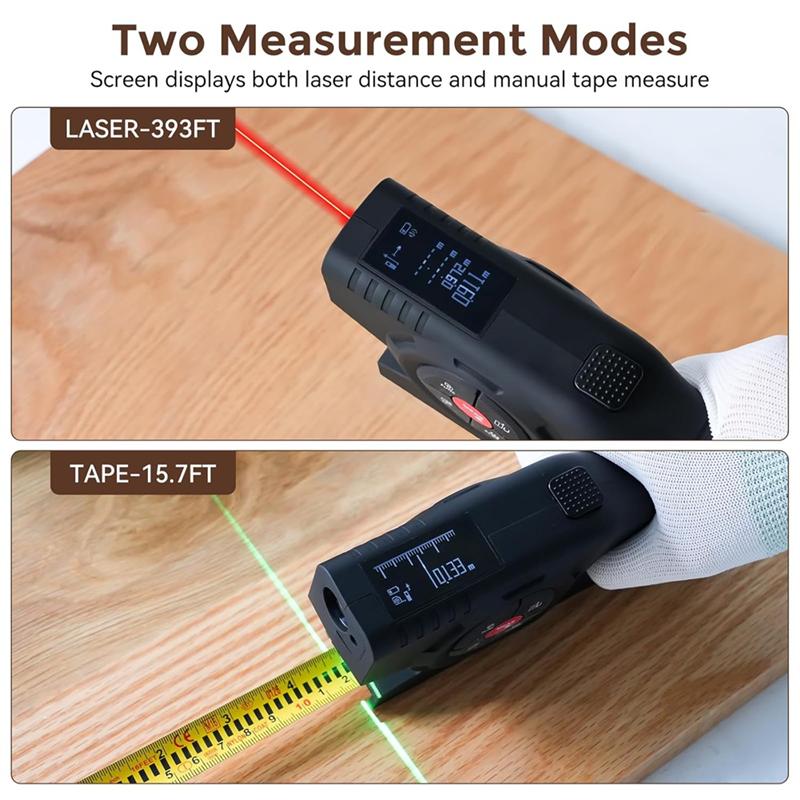 A95I-Digital Laser Tape Measure 393Ft With 16Ft Tape OLED Display M/In/Ft Unit Switch Function For Area/Volume And Pythagorean чорний
A95I-Digital Laser Tape Measure 393Ft With 16Ft Tape OLED Display M/In/Ft Unit Switch Function For Area/Volume And Pythagorean чорний