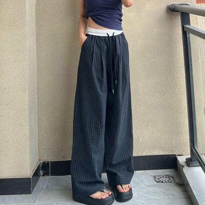 Summer Breathable Lazy Retro Patchwork Drawstring Plaid Loose Casual Long Pants L Темно-синій
Summer Breathable Lazy Retro Patchwork Drawstring Plaid Loose Casual Long Pants L Темно-синій
