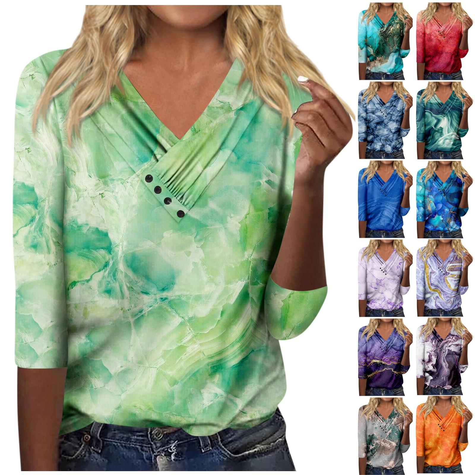 Women s Fashion Casual 3/4 Sleeves Printed Pleated V Neck Button T-Shirt Tops XXL синий
Women s Fashion Casual 3/4 Sleeves Printed Pleated V Neck Button T-Shirt Tops XXL синий